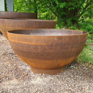 Corten Steel Deep Curved Water Bowl - 800Ø x 470(H)mm