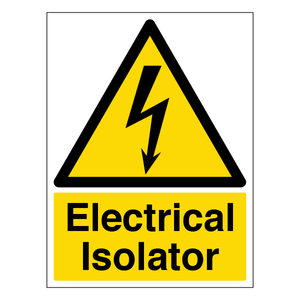 Electrical Isolator - Portrait 100 x 150 mm - Self Adhesive Vinyl