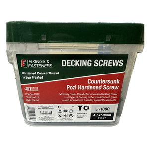 Decking Screw 4.5 x 50mm PZ Csk Green Treated Tub of 1000