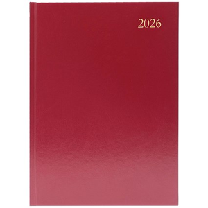 5 Star A5 Desk Diary, Day Per Page, Burgundy, 2026