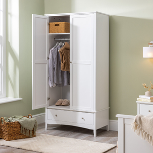 2 Door 1 Drawer Wardrobe - White - 1/2