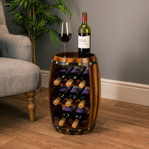 Wooden Barrel Wine Rack – 8 Bottle Capacity