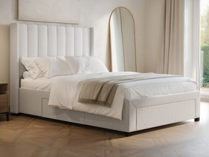Flair Tiggy Storage Bed with Winged Headboard Cream Boucle Double