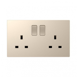 DE013CGS Screwless Double Switched Socket in Champagne Gold