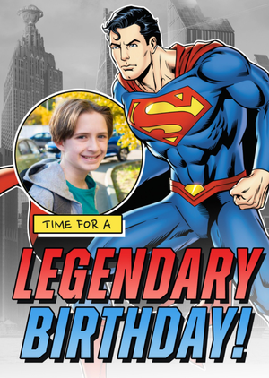 Superman Legendary Photo Upload Birthday Card