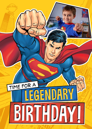 Superman Photo Upload Legendary Birthday Card