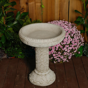 Small Ornate Stone Cast Roman Bird Bath