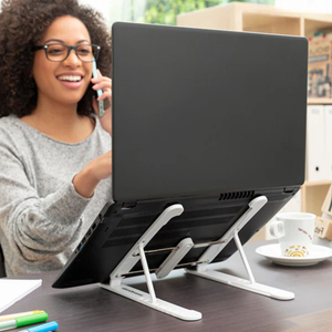 InnovaGoods Folding and Adjustable Laptop Stand for 10-17 Inch Devices with 8 Tilt Levels and Carry Case