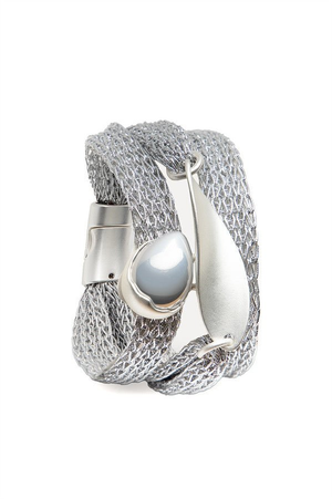 Mesh Twisted Orb Silver Bracelet