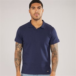 Threadbare Mens Beding Trophy Neck Polo Shirt Navy