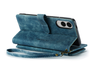 CaseMe Synthetic Leather Wallet Case with Zipper Pocket for Samsung Galaxy S25 Edge - Teal