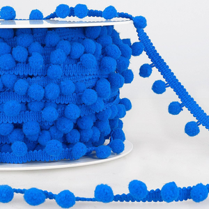 Galon gros pompons - Bleu roy