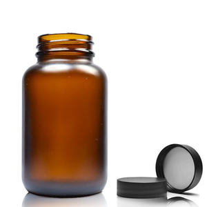 120ml Frosted Amber Glass Pharmapac Jar With Screw Cap - Matte Black