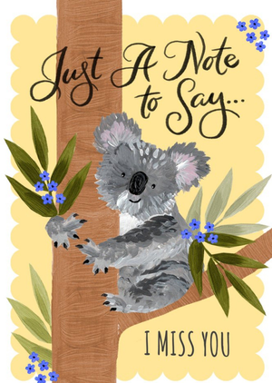 Okey Dokey Design Illustrated Koala Australia Miss You Female Floral Postcard