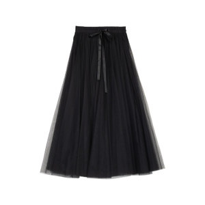 A-Line Tulle Skirt with Elastic Waistband Black (S)