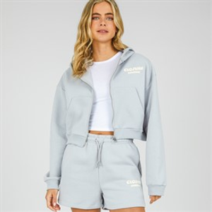Closure London Womens Bubble Print Hoodie And Shorts Set Ice Grey