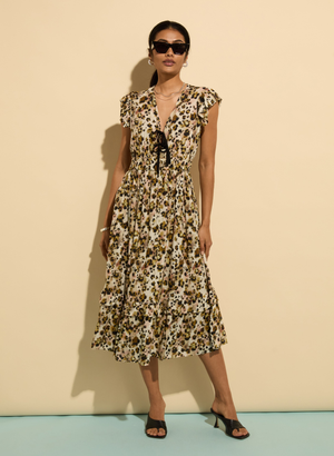 Philippine Printed Tie Detail Dress - 18 (UK Size 18) / Brown Cheetah