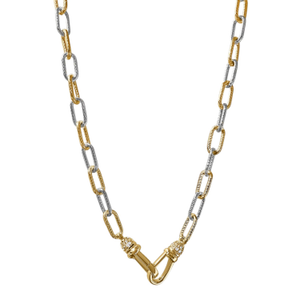 Two Tone Heirloom Pave Swivel Charm Chain (17")