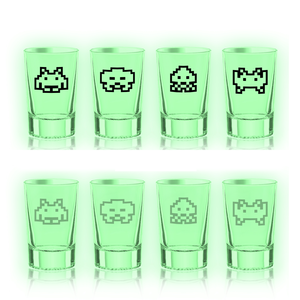 Space Invaders Glow in the Dark Shot Glasses - 4 Pack 