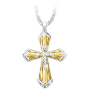 Genuine Diamond God Is The Greatest Cross Pendant Necklace