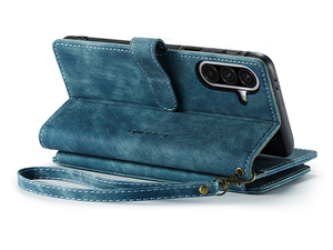 CaseMe Synthetic Leather Wallet Case with Zipper Pocket for Samsung Galaxy A56 - Teal