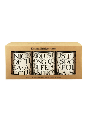 Black Toast Set Of 3 Round Tin Caddies