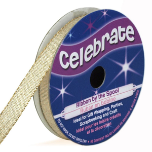 Ruban métallisé Celebrate or clair - 7 mm x 6 mètres