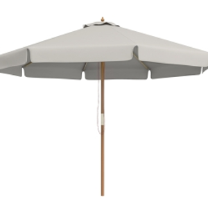 Outsunny Sombrilla de Jardín Ø325 cm con Sistema de Polea Techo de Ventilación y 8 Varillas de Bambú para Patio Terraza Gris