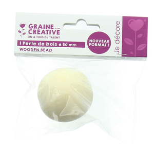 Perle en bois naturel pour macramé 50 mm