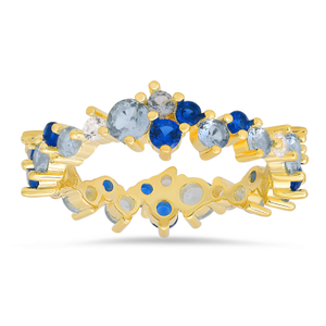 Gold Abstract Blue Ombre Eternity Band Ring (L 1/2 (UK))
