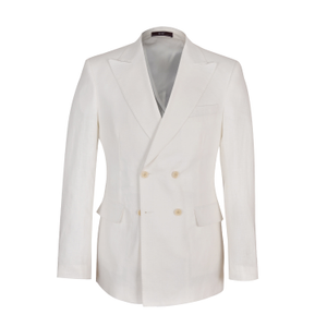 Hugo Linen Double Breasted Blazer - White (M)