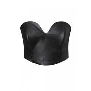 Lara Black Vegan Leather Corset (M)