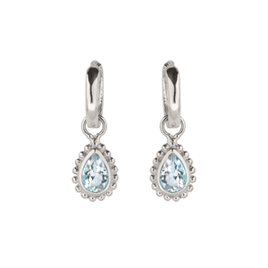 March Birthstone Sterling Silver Huggie Hoops - Aquamarine