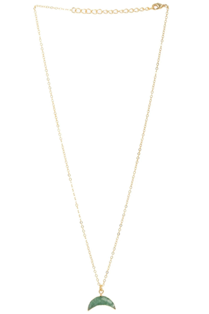 Moon Gemstone Mini Earring And Green Necklace Set
