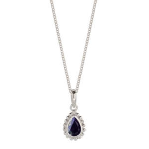 September Birthstone Sterling Silver Necklace - Black Sapphire