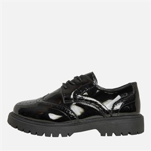 KP85 Girls Allegra Brogue Shoes Black Patent