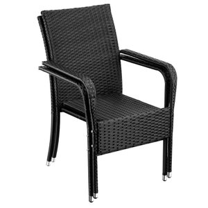 Rattan Garden Chair Girona - polyrattan & steel, weather & sun resistant, stackable