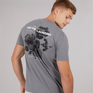 Tokyo Laundry Mens Redact T-Shirt Grey