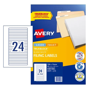 Avery #959058 TrueBlock White Laser Inkjet Filling Labels 24UP 134 x 11mm - L7170 (600 Labels/25 Sheets)