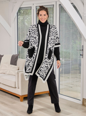 Athena Knitted Poncho - Leopard
