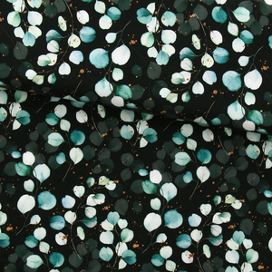 Tissu viscose - Eucalyptus fond noir