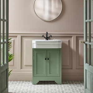 Milano Thornton - Pastel Green 570mm Traditional Vanity Unit with Basin and Classic Round Black Handles