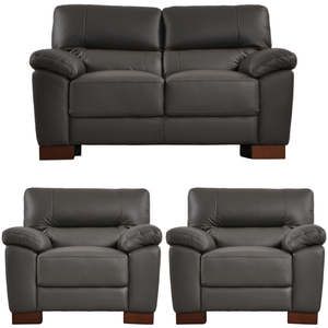 Dalmore Genuine Leather Grey 2+1+1 Seater Sofa Set