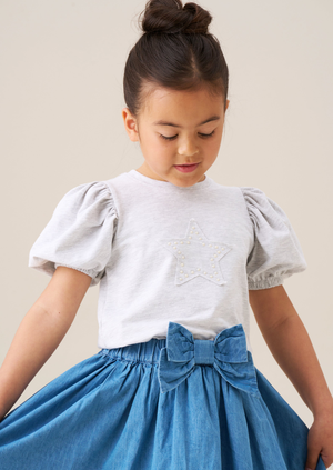 Agatha Grey Star Puff Sleeve Tee
