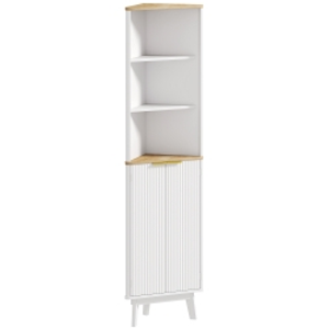HOMCOM Tall Bathroom Storage Cabinet, Slim Bathroom Storage Unit with Doors and Adjustable Shelves, Freestanding Bathroom Cabinet with Curved Profile Design, White