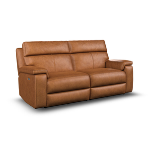 Selby 3 Seater Power Recliner Sofa with Power Headrest in Virgo Cognac Leather