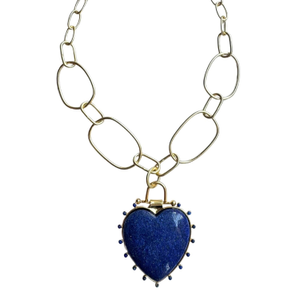 Lapis Lazuli Heart Pendant Necklace | Gold Gemstone Necklace