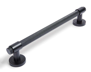 Kensington Knurled Door Pull Handle - 300mm - Matte Black - Designer Levers