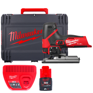 Milwaukee M12FJS 12V FUEL Cordless Brushless Jigsaw With 1 x 2.0Ah Battery, Charger & Case