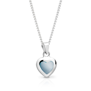 Signature Silver Blue Mother of Pearl Heart Necklace